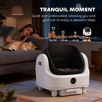 Self Cleaning Cat Litter Tray Top Opening Design, Automatic Litter Box More Space with Integrated Security Protection