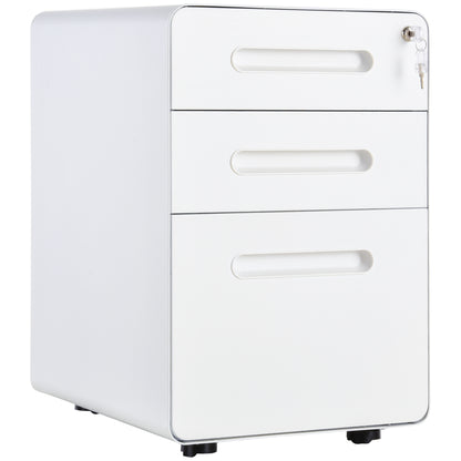 Lockable File Cabinet with 3 Drawers, Vertical Office Drawer for A4, Letter, Legal Size, Anti-tilt Design