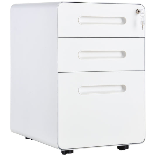 Lockable File Cabinet with 3 Drawers, Vertical Office Drawer for A4, Letter, Legal Size, Anti-tilt Design
