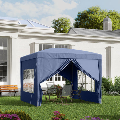 3x3(m) Pop-Up Gazebo, with Curtain Walls and Windows, Blue