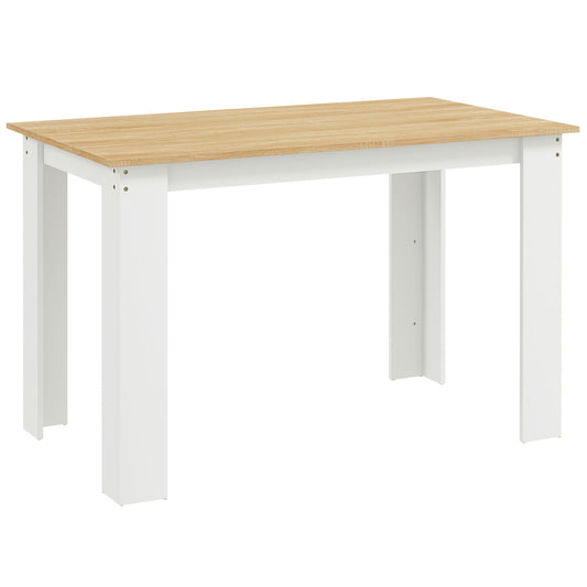 Dining Table for 4-6 People, Kitchen Table with Wood Effect for Dining Room, Oak and White
