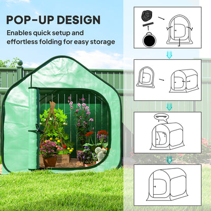 150 x 148cm Pop-Up Greenhouse - Green
