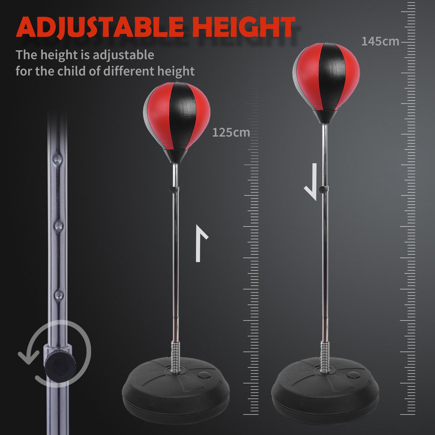 Punching Bag with Stand, 126-144 cm Height Adjustable Boxing Set Free Standing Speed Bag with Gloves and Air Pump for Teenage