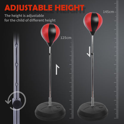 Punching Bag with Stand, 126-144 cm Height Adjustable Boxing Set Free Standing Speed Bag with Gloves and Air Pump for Teenage