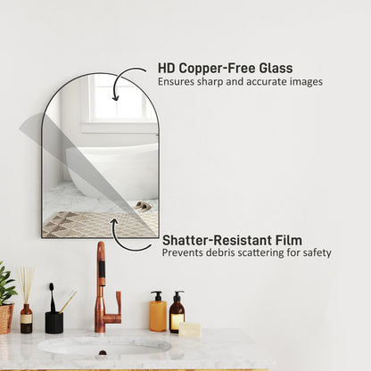 50 x 70cm Arched Home Mirror - Black