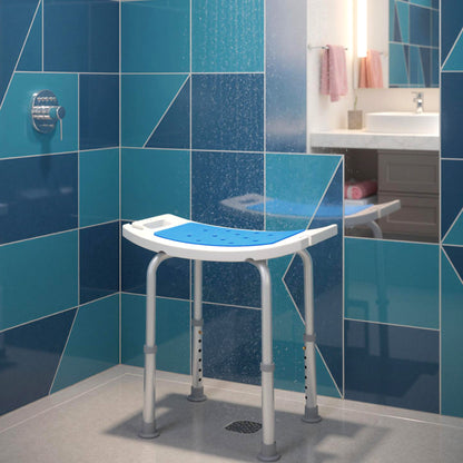 Shower Chair, Adjustable Height Shower Stool with Aluminium Frame and Non-Slip Feet