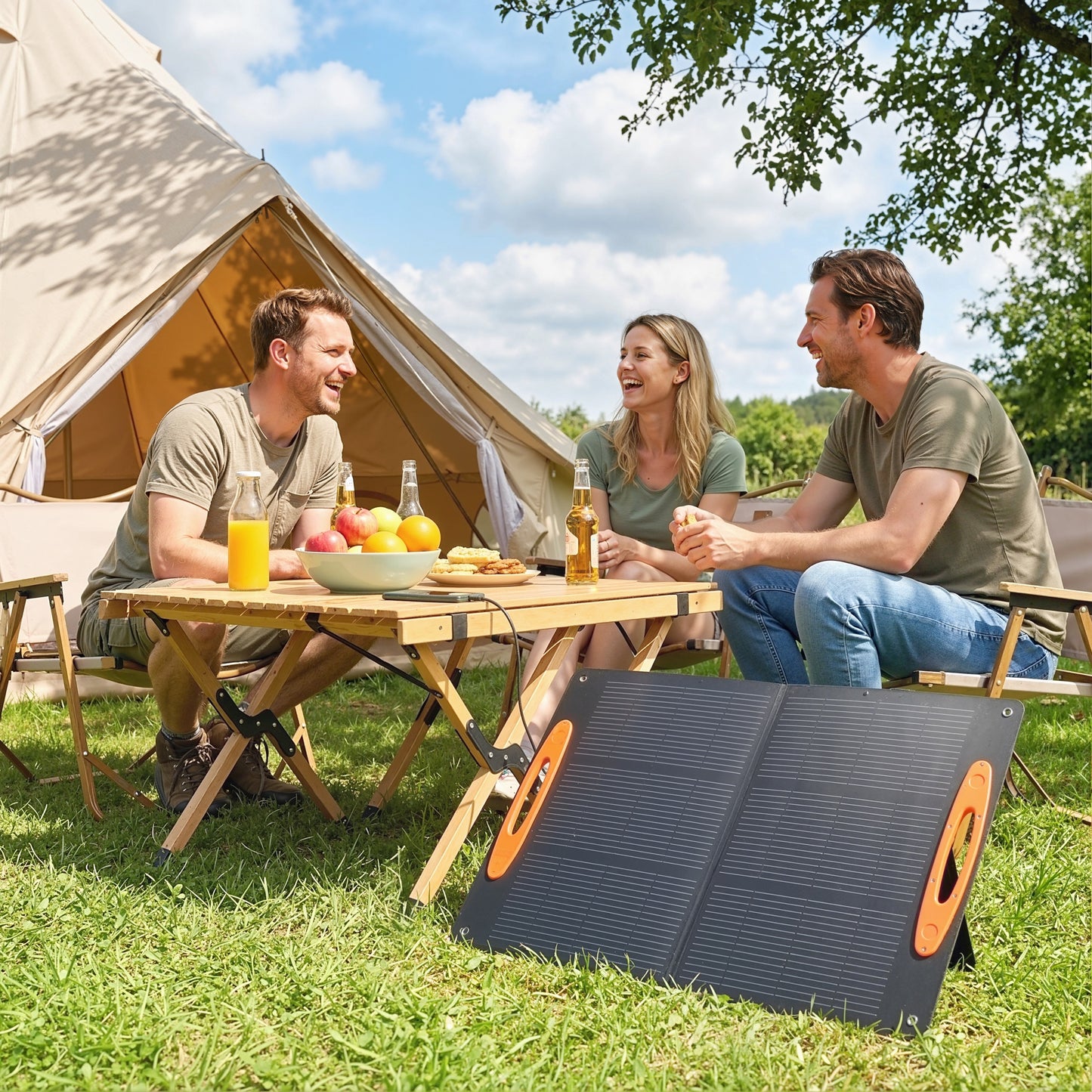 100W Portable Solar Panel, Foldable Solar Charger with USB-A & USB-C Fast Charging Output