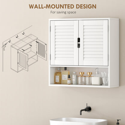 Bathroom Cabinet, Wall Mounted Storage Cabinet with Adjustable Shelves, 60 x 20 x 60 cm, White