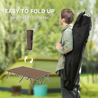 Double Camping Cot Bed, with Bag - Khaki