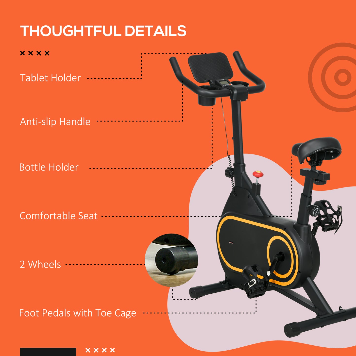 Magnetic Indoor Cycling Bike, Exercise Bike with Silent Flywheel, LCD Display, Tablet Holder, Comfortable Seat