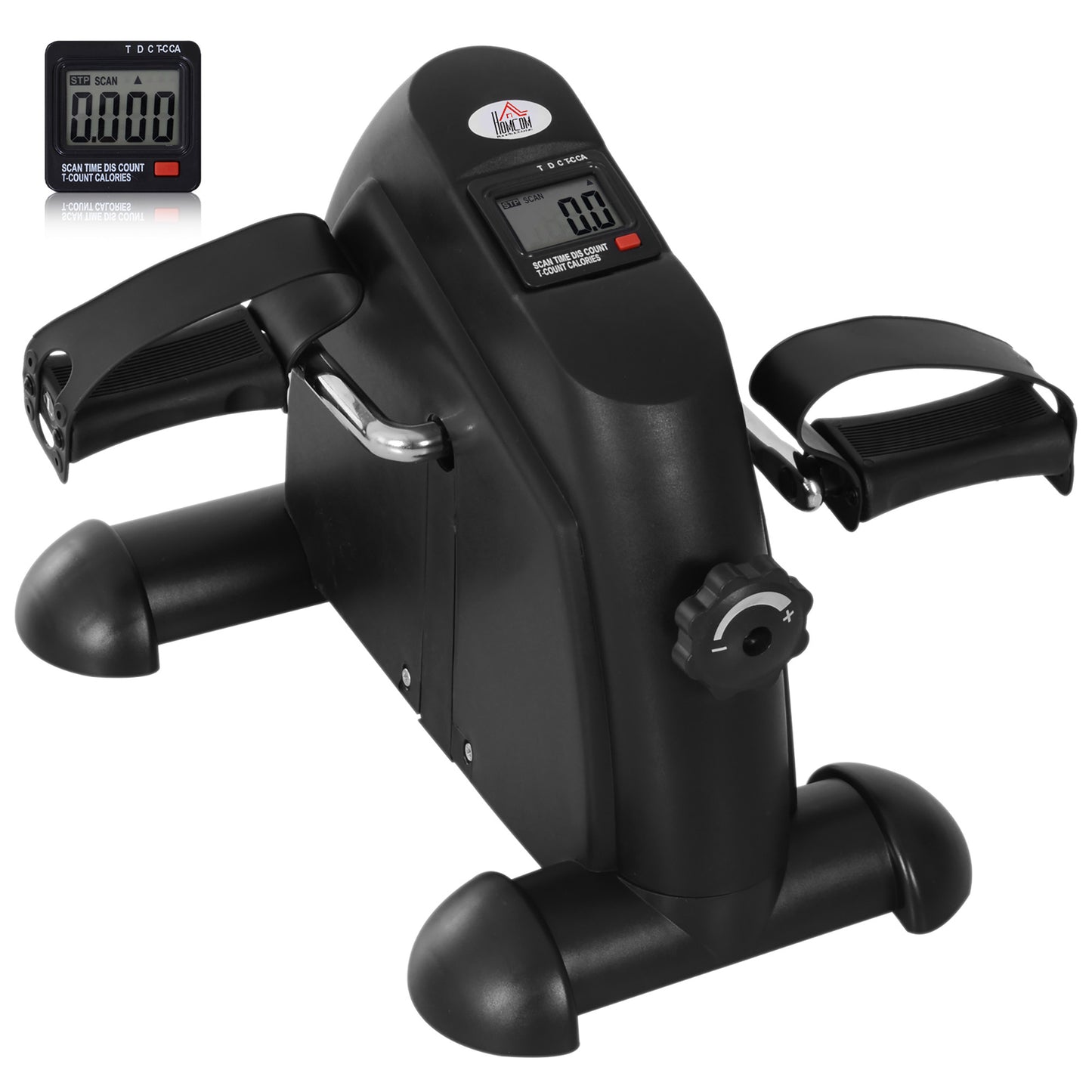 Mini Exercise Bike, Portable Pedal Exerciser, Under Desk Bike with LCD Display for Legs and Arms Training, Black