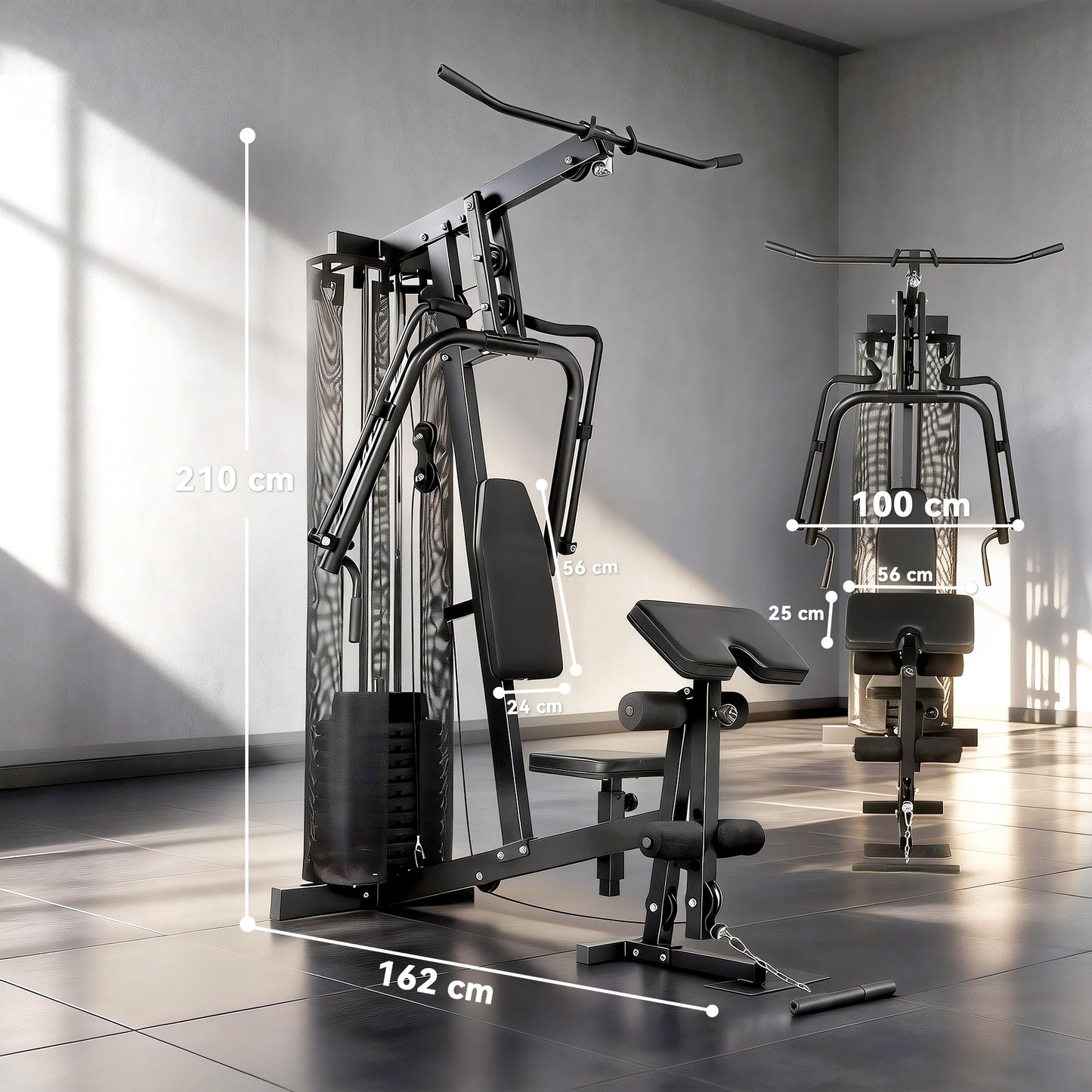 Multi Gym with Adjustable Seat and Back, All in One Home Gym Machine with 45kg Weight Stack for Full Body Strength Training