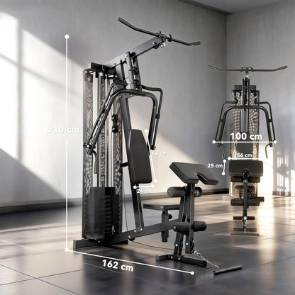 Multi Gym with Adjustable Seat and Back, All in One Home Gym Machine with 45kg Weight Stack for Full Body Strength Training