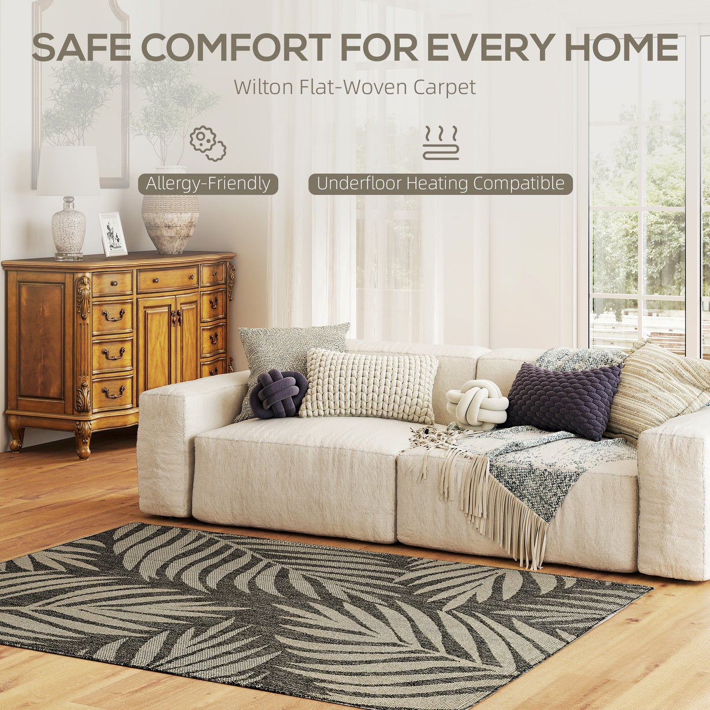 UV Resistant Indoor & Outdoor Area Rug, Easy-Cleaning Machine Washable Rug for Patio, Garden, Kitchen