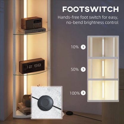 LED Floor Lamp with Shelves, Dimmable Standing Lamp with Foot Switch for Living Room, Bedroom, White