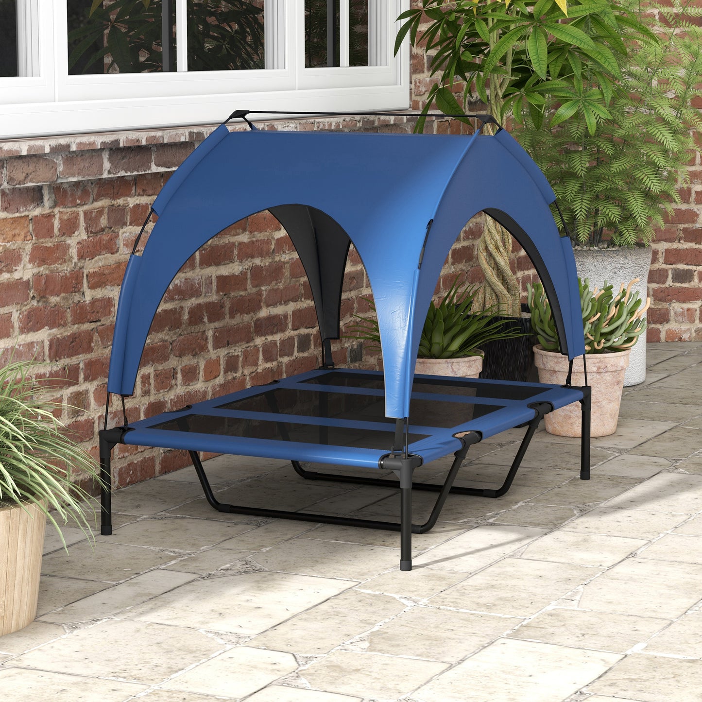 Cooling Raised Pet Bed w/ Washable Breathable Mesh, for Large Dogs, 106 x 76 x 94cm - Dark Blue