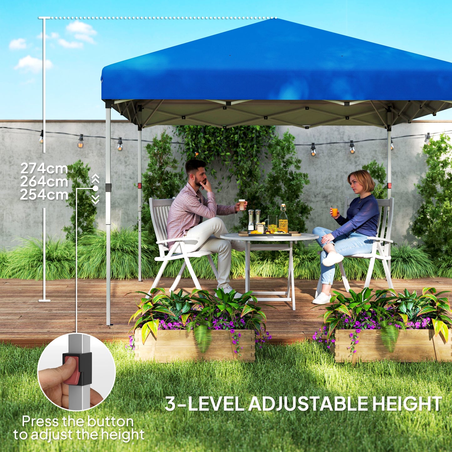 3 x 3 (M) Pop Up Gazebo, UPF 30+ with 2 Sidewalls, Leg Weight Bags and Wheeled Bag