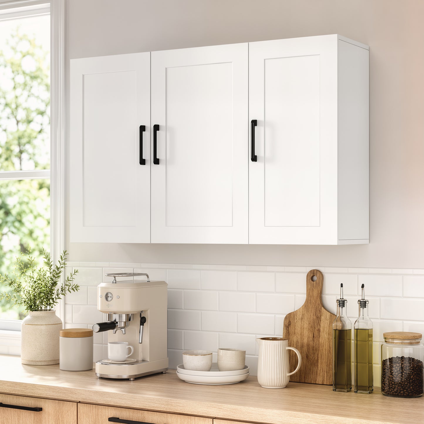 Bathroom Wall Cabinet, Wall Mounted Bathroom Cabinet, Over the Toilet Space Saver with Adjustable Shelves, White
