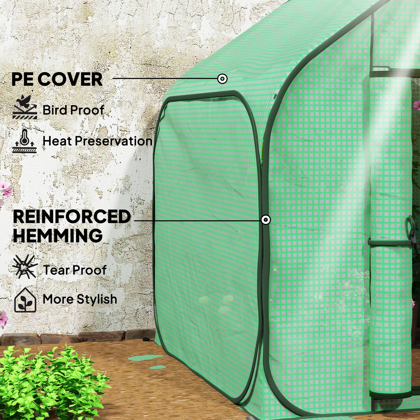 150 x 148cm Pop-Up Greenhouse - Green