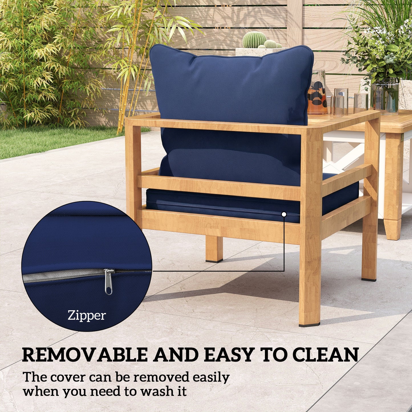 Seat and Back Padded Cushion Set, CUSHION ONLY - Dark Blue