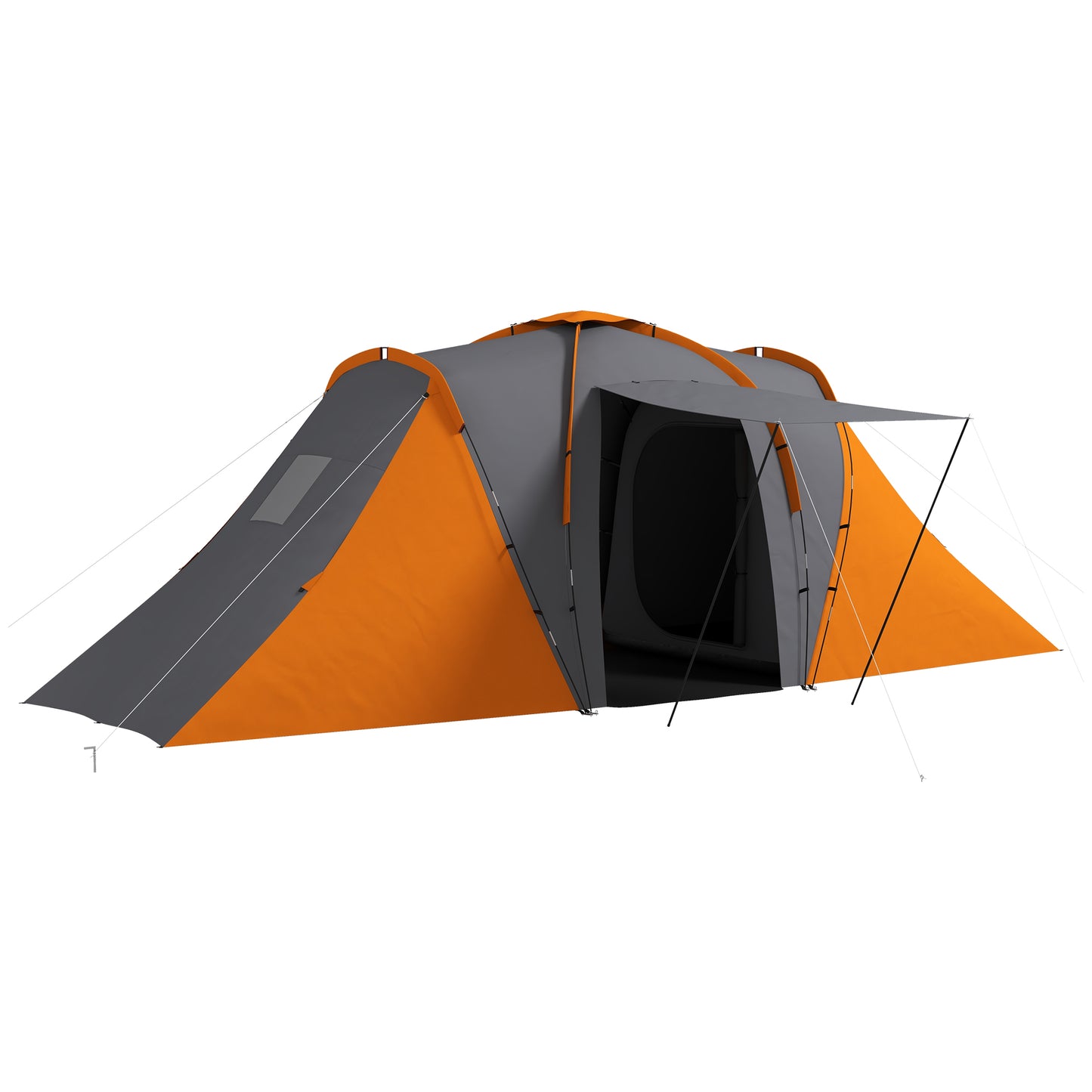 Large Camping Tent Tunnel Tent with 2 Bedroom and Living Area, 2000mm Waterproof, Portable with Bag for 4 Man, Orange