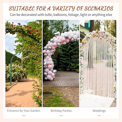 210cm Decorative Metal Garden Trellis Arch with Durable Steel Tubing & Elegant Scrollwork, Great for Weddings, Dark Gre