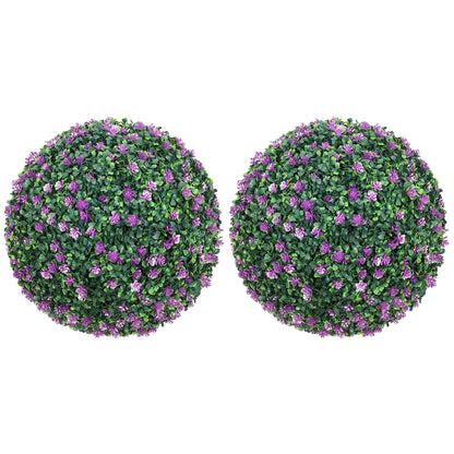 Set of Two Artificial Boxwood Balls Plants - Purple