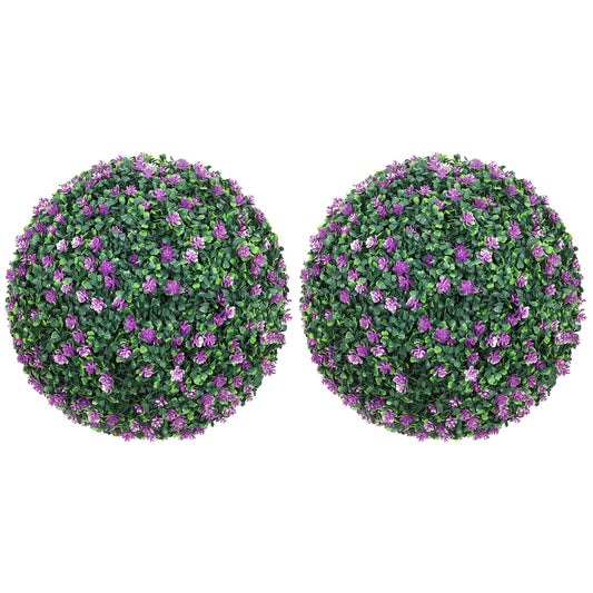Set of Two Artificial Boxwood Balls Plants - Purple