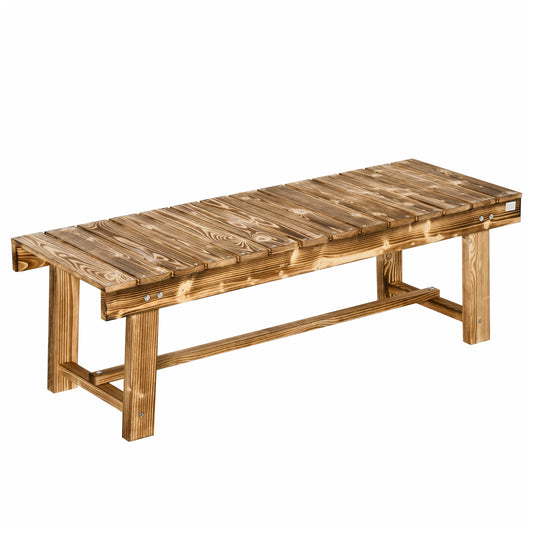 1 Piece 2-seater Outdoor Indoor Wooden Garden Bench Fir Patio Loveseat, 110L x 38W x 35Hcm, Carbonised