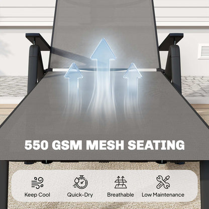 Five-Position Reclining Sun Lounger - Grey