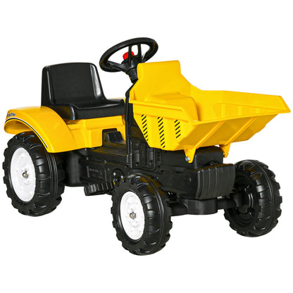 Kids Ride on Tractor No Power Pedal Go Kart with Manual Control Bucket for 3-6 Years Old