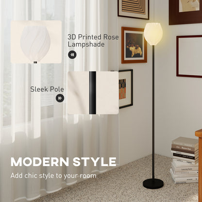 Flower Floor Lamp for Living Room, 3D Printed Modern Standing Lamp with Rose Shade & Foot Switch