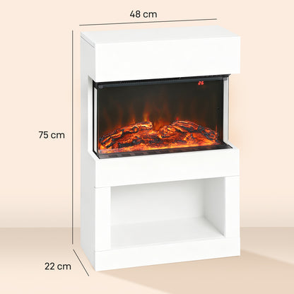 19" Electric Fireplace with Surround, 3D Flame Effect, 6 Colours & 3 Brightness Levels