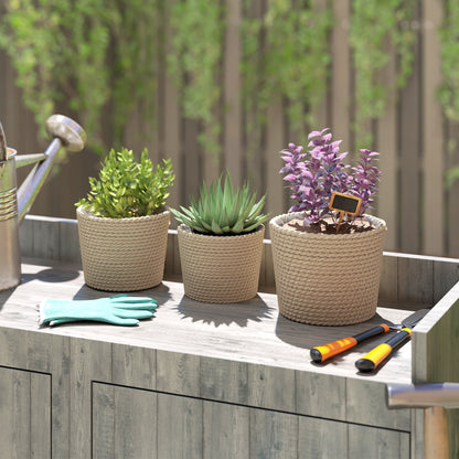 Seagrass Planters Set of 3 Plant Pots for Indoor Outdoor Patio Balcony Natural