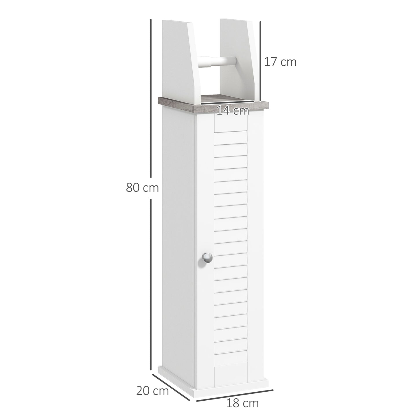 Toilet Roll Holder Cabinet, Slim Freestanding Bathroom Cabinet with Adjustable Shelf, Toilet Roll Storage Unit, White