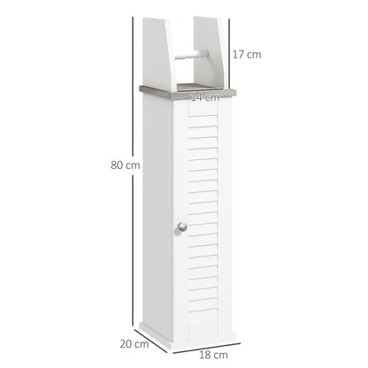 Toilet Roll Holder Cabinet, Slim Freestanding Bathroom Cabinet with Adjustable Shelf, Toilet Roll Storage Unit, White