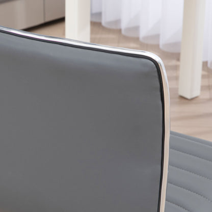 Armless Task Desk Chair, Swivel Office Chair with Faux Leather, Adjustable Seat Height, Chrome Base, Wheels for Home