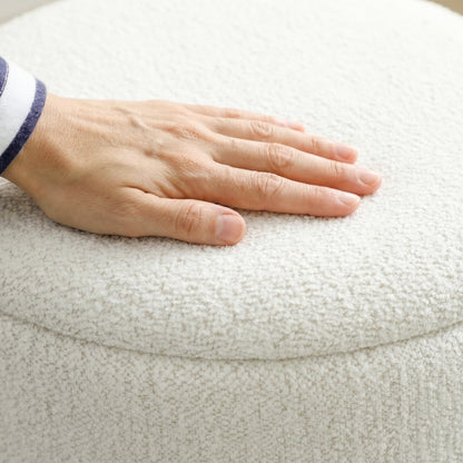 Nesting Round Ottoman with Storage Set of 2 - Cream/Grey