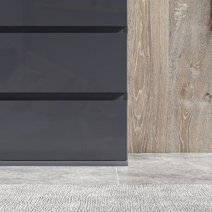 High Gloss Chest of Drawers, 4-Drawer Storage Cabinets, Modern Dresser for Bedroom, Grey