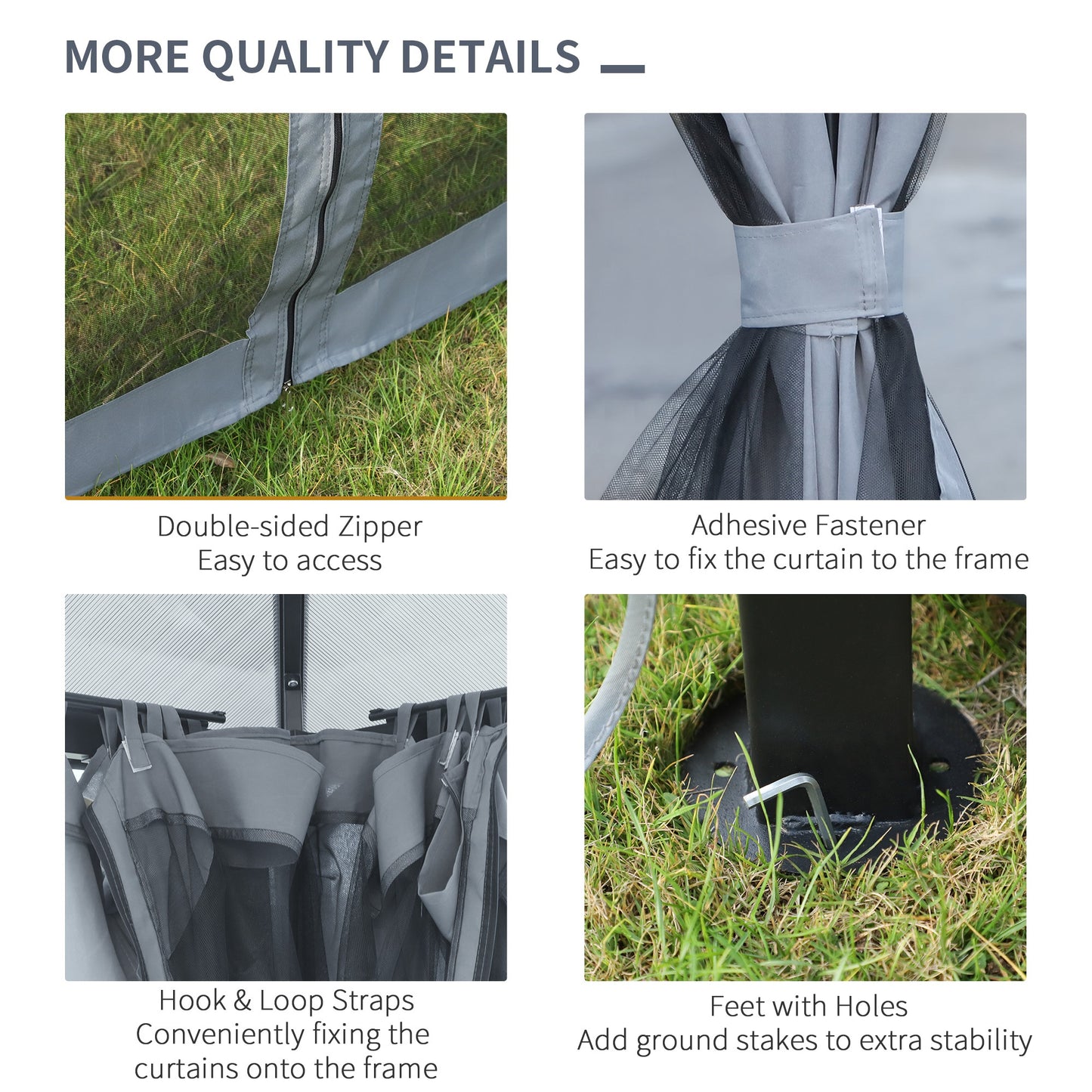 3m x 3m Hardtop Metal Frame Gazebo with 4 curtains, 100 kg Snow Load Capacity, Black