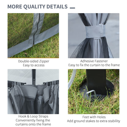 3m x 3m Hardtop Metal Frame Gazebo with 4 curtains, 100 kg Snow Load Capacity, Black