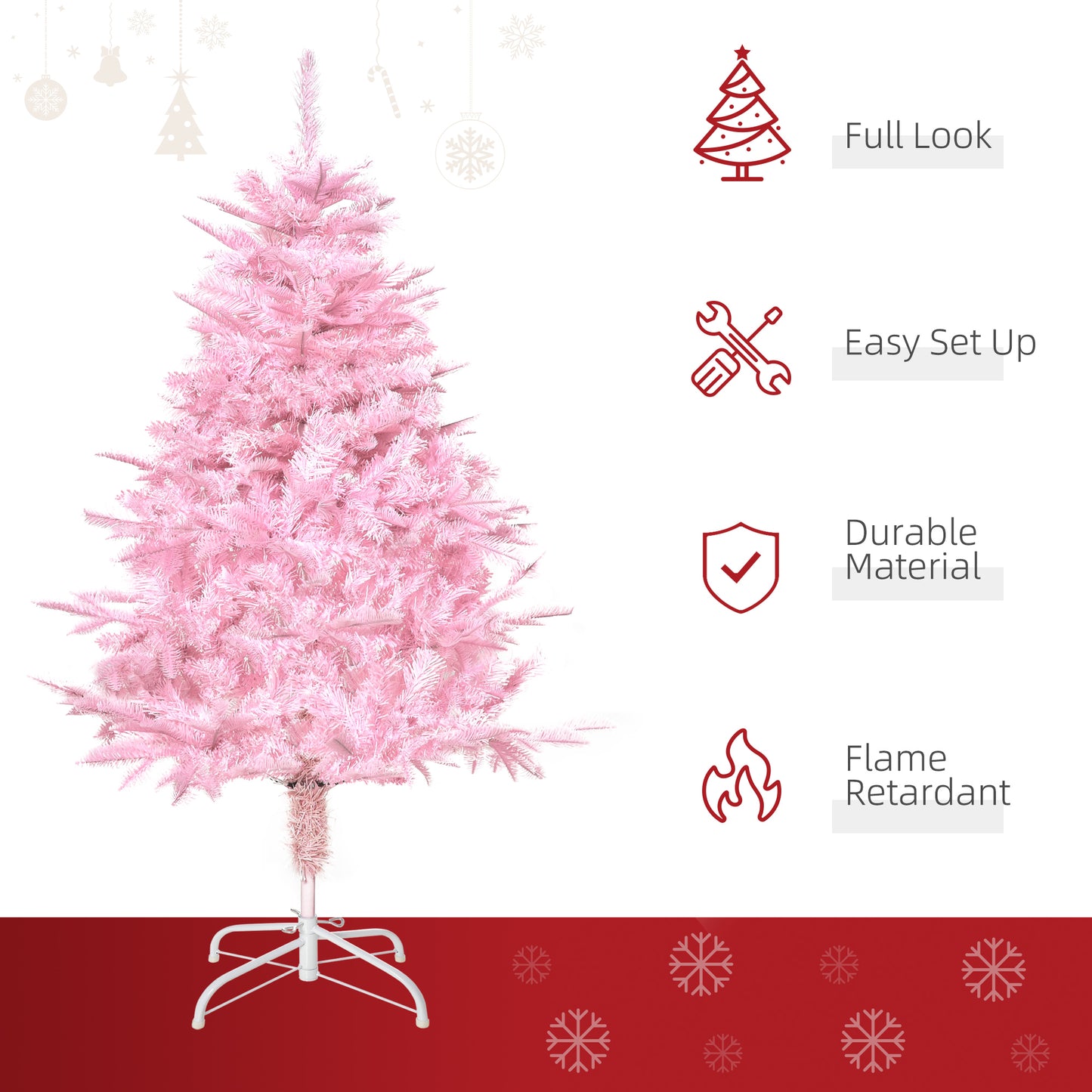 4FT Artificial Christmas Tree Holiday Xmas Holiday Tree Decoration with Automatic Open for Home Party, Pink
