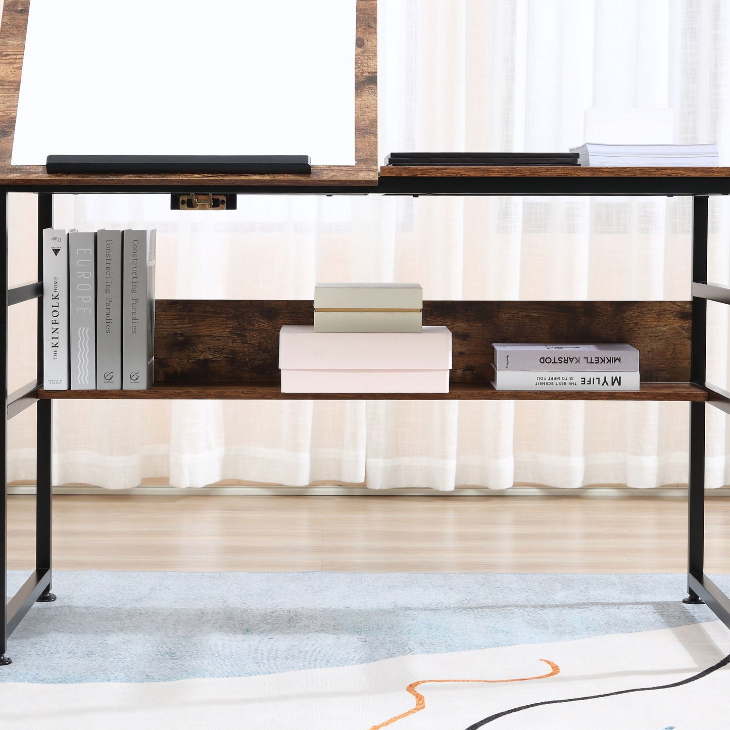 Adjustable Drafting Table Art Desk Drawing Table, Craft Desk Workstation for Painting
