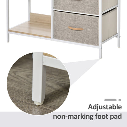 Chest of Drawers Storage Dresser Cabinet Organizer with 3 Fabric Drawers and 2 Display Shelves for Living Room, Bedroom