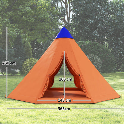 6 Men Tipi Tent with Carry Bag - Orange
