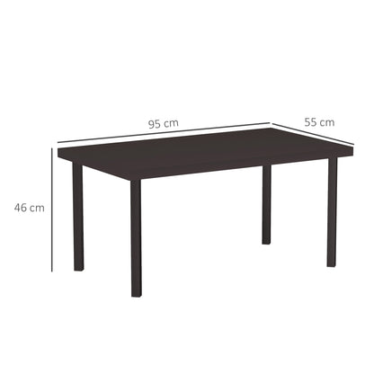 Metal Garden Coffee Table, Rectangular Outdoor Side Table with Woodgrain Tabletop, Foot Pads for Outside, Garden, Balcony
