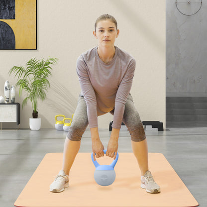 4KG Soft Kettlebell, Kettlebell with Non-Slip Handle for Home Gym, Weight Lifting, Strength Training, Light Blue/Grey