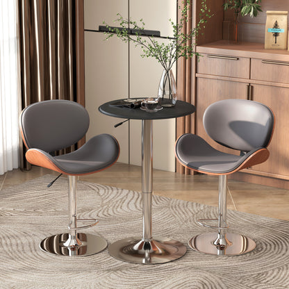 Round Bar Table, 360 Degree Swivel Counter Pub Table with Adjustable Height, for Kitchen, Cafe, Black
