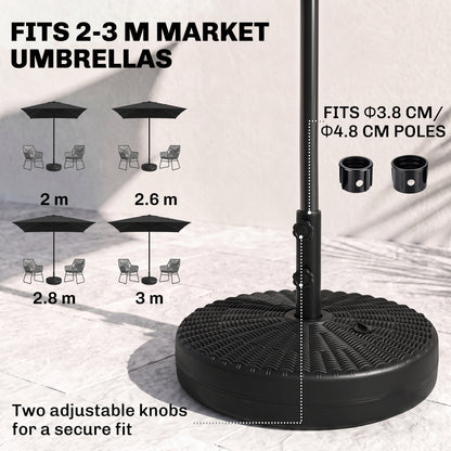 29kg Water/Sand Filled Rattan-Effect Parasol Base
