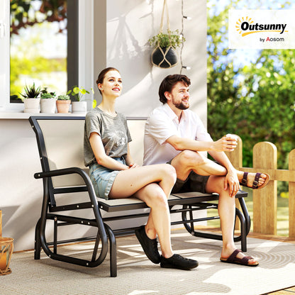2-Person Outdoor Glider Bench Patio Double Swing Gliding Chair Loveseat w/Power Coated Steel Frame for Garden Patio Porch